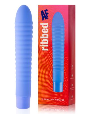 Ribbed AF 10-Function Waterproof Vibrator Purple - 8 Inch