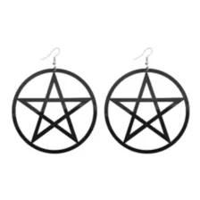 Black Pentagram Dangle Earrings at Spencer's