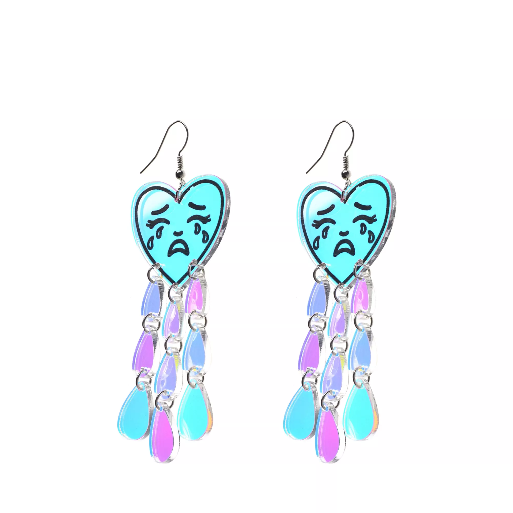 Iridescent Heart Tears Dangle Earrings at Spencer's