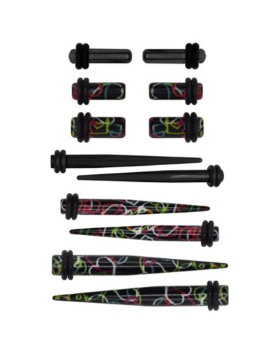 Multi-Pack Swirl Heart Plugs and Tapers - 6 Pair