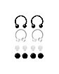 Multi-Pack Black and White Horseshoe Rings and Extra Balls 4 Pack - 16 Gauge