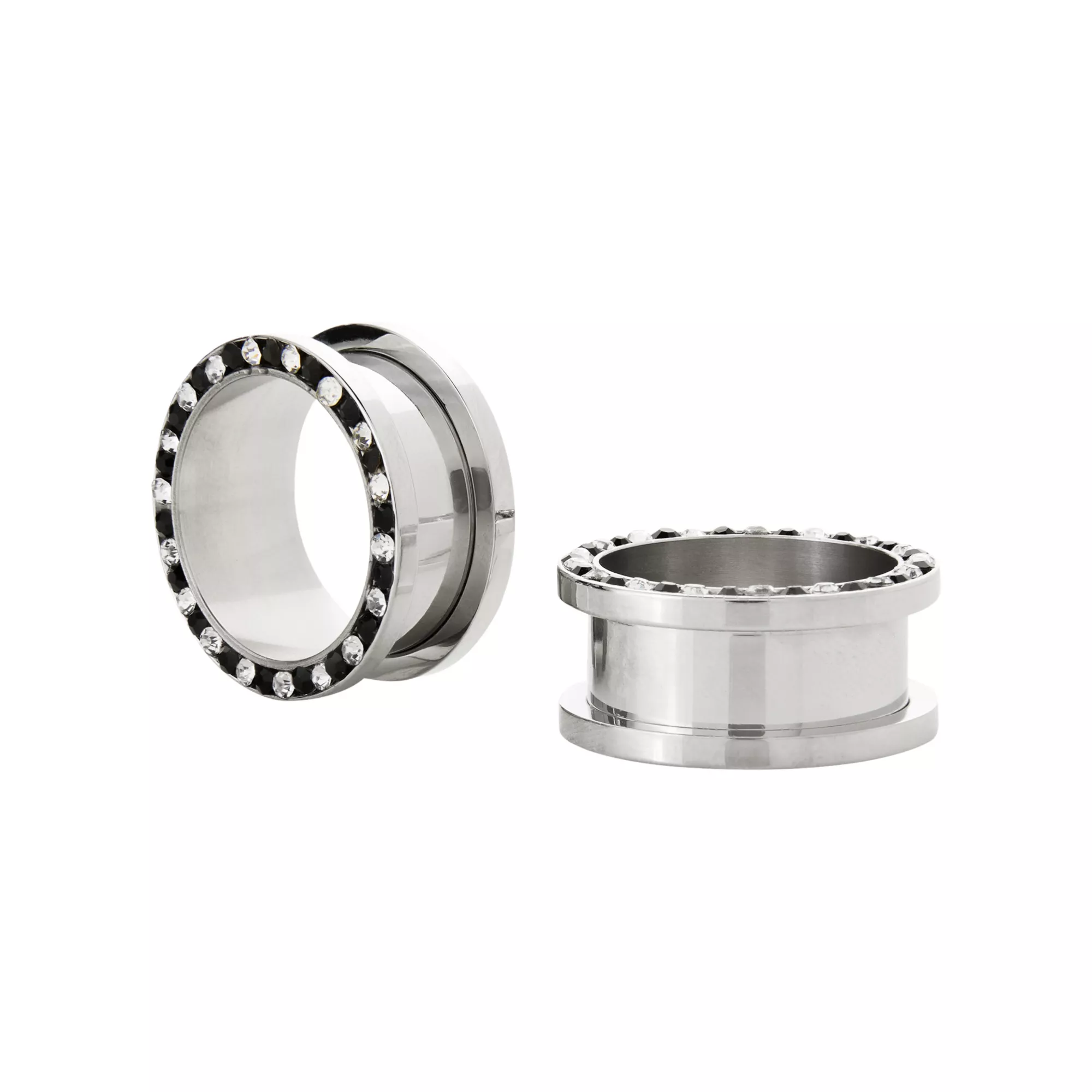 CZ Screw Fit Silvertone and Black Screw Fit Tunnels at Spencer's