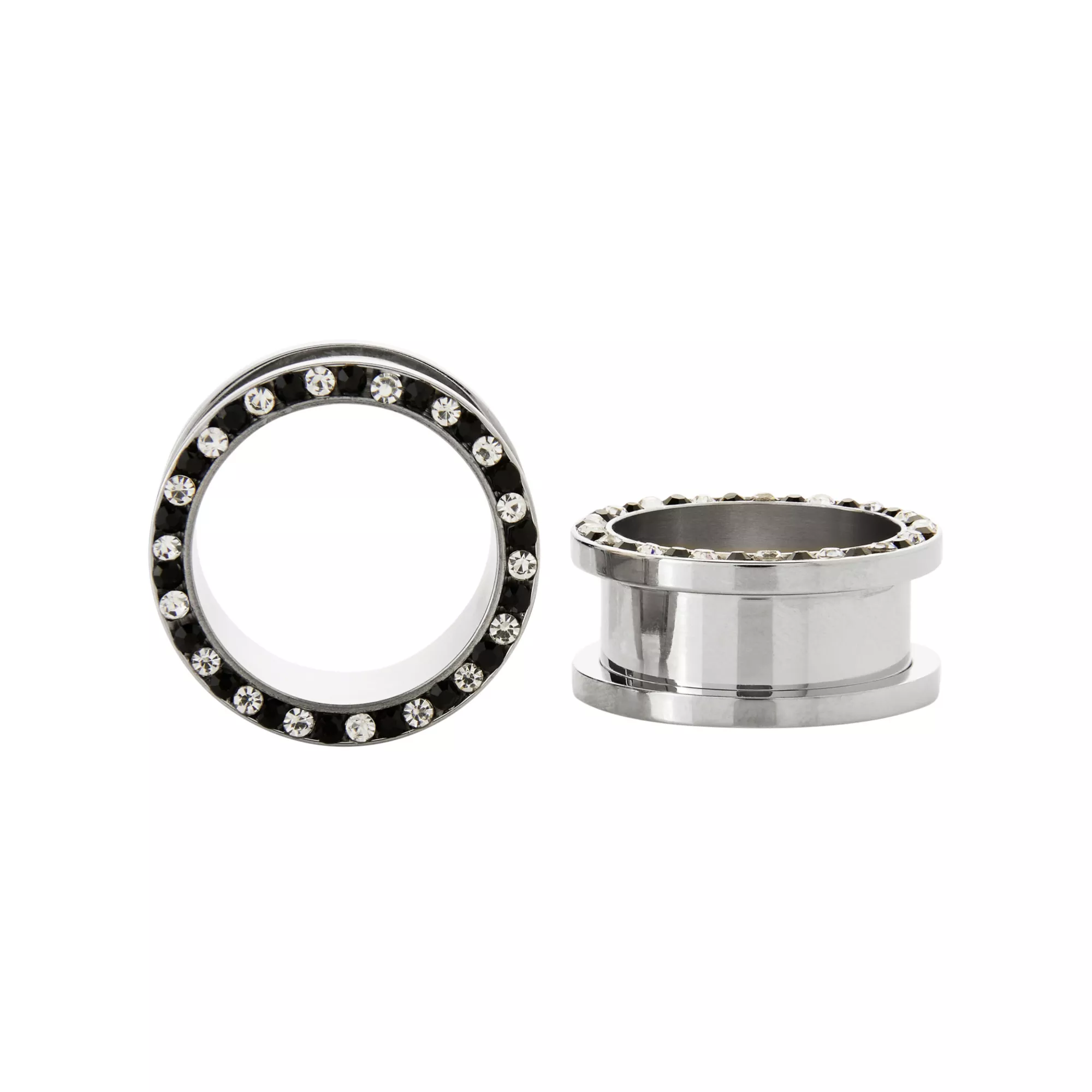 CZ Screw Fit Silvertone and Black Screw Fit Tunnels at Spencer's