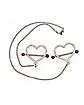 Silvertone and Red Heart Chain Nipple Shields - 14 Gauge