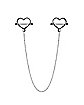 Silvertone Heart Chain Nipple Shields - 14 Gauge