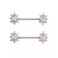 Flower CZ Nipple Barbells - 14 Gauge at Spencer's