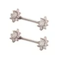 Flower CZ Nipple Barbells - 14 Gauge at Spencer's