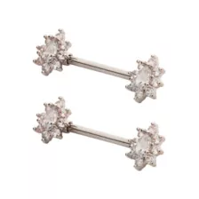 Flower CZ Nipple Barbells - 14 Gauge at Spencer's