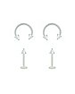 Multi-Pack Spiked Acrylic Horseshoes and Labret Lip Rings 2 Pair - 16 Gauge