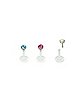 Multi-Pack Blue and Pink CZ Labret Lip Rings 3 Pack - 16 Gauge