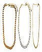 Goldtone and Pearl-Effect Chain Choker Necklaces - 3 Pack
