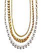 Goldtone and Pearl-Effect Chain Choker Necklaces - 3 Pack