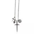 Sword Skull Pentagram Charm Necklace at Spencer's