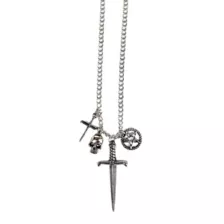 Sword Skull Pentagram Charm Necklace at Spencer's