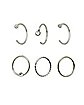 Multi-Pack CZ Twist Hoop Nose Rings and Half Hoop Nose Rings 6 Pack - 20 Gauge