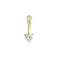 CZ Heart Goldtone Belly Ring - 14 Gauge at Spencer's