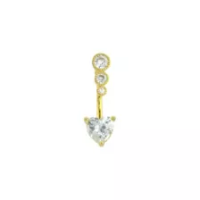 CZ Heart Goldtone Belly Ring - 14 Gauge at Spencer's
