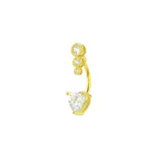CZ Heart Goldtone Belly Ring - 14 Gauge at Spencer's