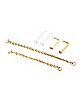 Multi-Pack CZ Goldplated L-Bend Nose Rings and Nose Chains 2 Pair - 18 Gauge