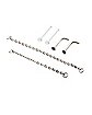 Multi-Pack Prong Black CZ L-Bend Nose Rings and Nose Chains 2 Pair - 18 Gauge