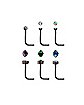 Multi-Pack Round and Oval CZ L-Bend Nose Rings 6 Pack - 20 Gauge