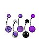 Multi-Pack Purple Glitter Acrylic Belly Rings 5 Pack - 14 Gauge