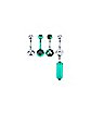 Multi-Pack CZ Green and Teal Belly Rings 4 Pack - 14 Gauge