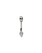 Antique Style Silver Skull Head Belly Ring - 14 Gauge