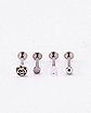 Multi-Pack Clear CZ and Flower Labret Lip Rings 4 Pack - 16 Gauge