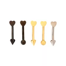 Multi-Pack Titanium Black Goldtone and Silvertone Curved Barbells 5 Pack - 16 Gauge at Spencer's