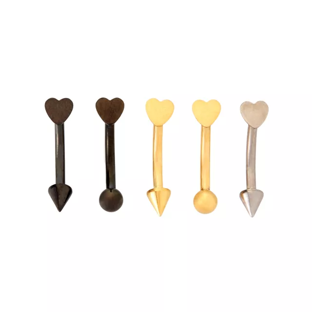 Multi-Pack Titanium Black Goldtone and Silvertone Curved Barbells 5 Pack - 16 Gauge at Spencer's