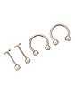 Multi-Pack Round CZ Titanium Horseshoes and Labret Lip Rings 4 Pack - 16 Gauge