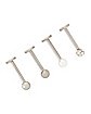 Multi-Pack Pave CZ and Glitter Titanium Labret Lip Rings 4 Pack - 16 Gauge