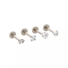 Multi-Pack Square and Oval CZ Titanium Labret Lip Rings 4 Pack - 16 Gauge at Spencer's