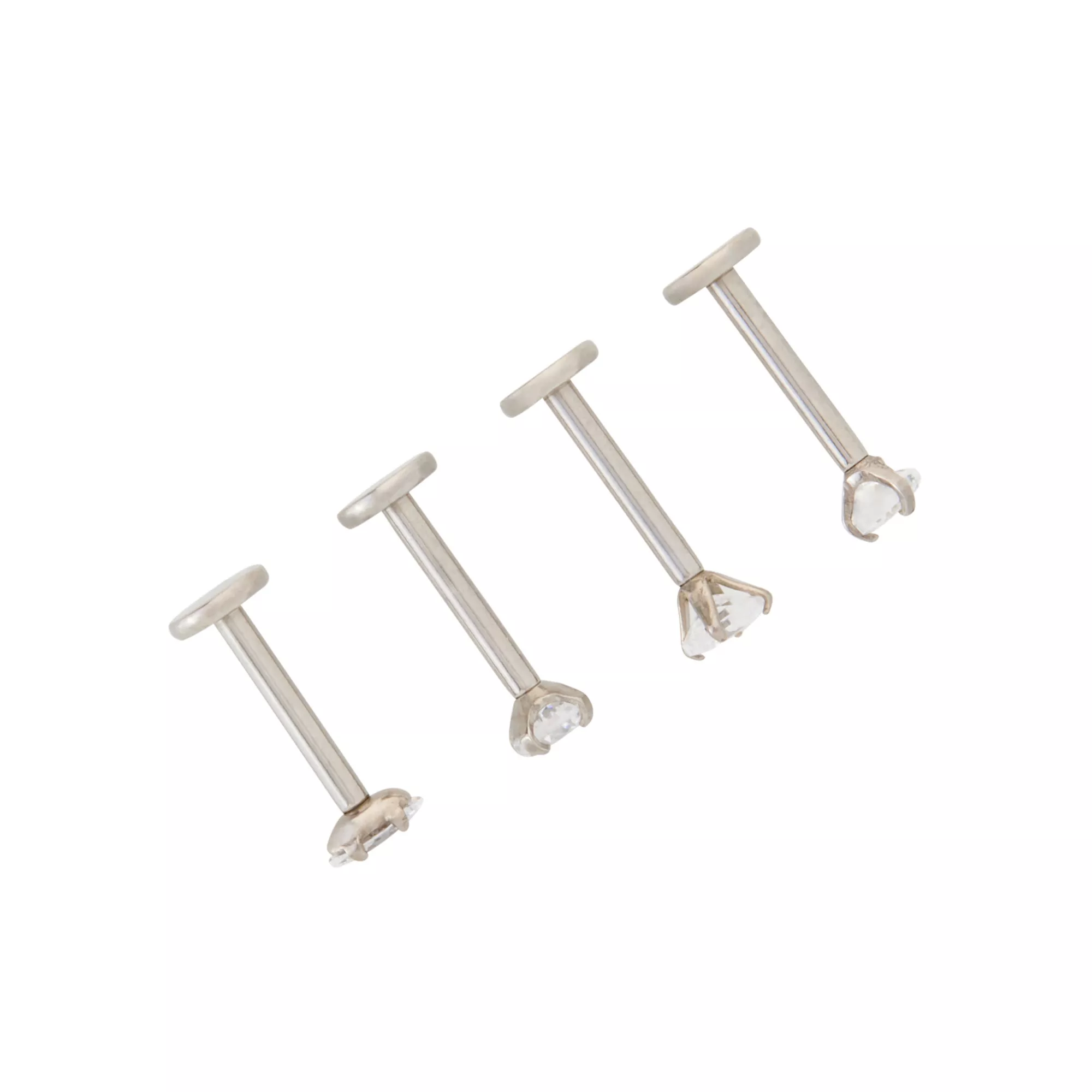 Multi-Pack Square and Oval CZ Titanium Labret Lip Rings 4 Pack - 16 Gauge at Spencer's