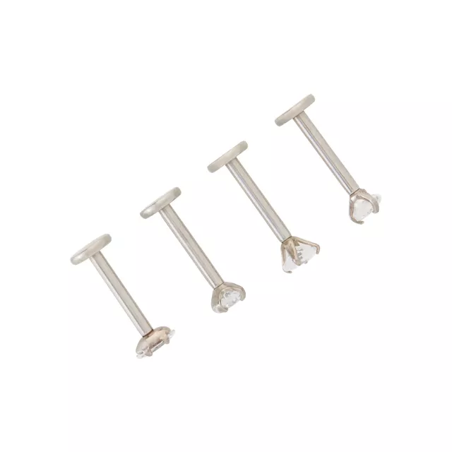 Multi-Pack Square and Oval CZ Titanium Labret Lip Rings 4 Pack - 16 Gauge at Spencer's