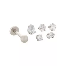 Labret Lip Ring with Extra CZ Balls - 16 Gauge at Spencer's