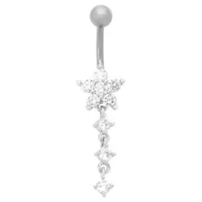 CZ Star Dangle Titanium Belly Ring - 14 Gauge at Spencer's