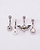 Multi-Pack Red CZ Bat and Opal-Effect Belly Rings 4 Pack - 14 Gauge
