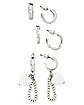 Multi-Pack CZ Twist and Chain Earrings - 3 Pair