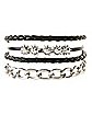 Multi-Pack Spike Ball Chain and Cord Bracelets - 4 Pack