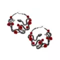 Black Snake and Rose Hoop Earrings at Spencer's