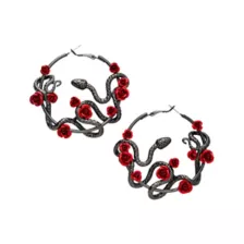 Black Snake and Rose Hoop Earrings at Spencer's