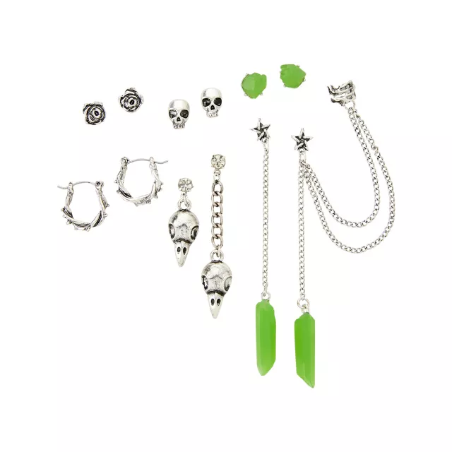 Multi-Pack Claw Rose Skull Stud and Dangle Earrings - 6 Pair at Spencer's