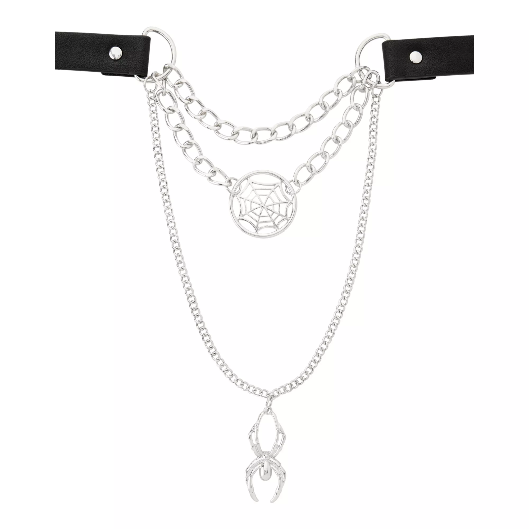 3-Row Chain Spider and Web Choker Necklace at Spencer's