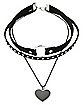 3 Row Black Heart Chain Choker Necklace