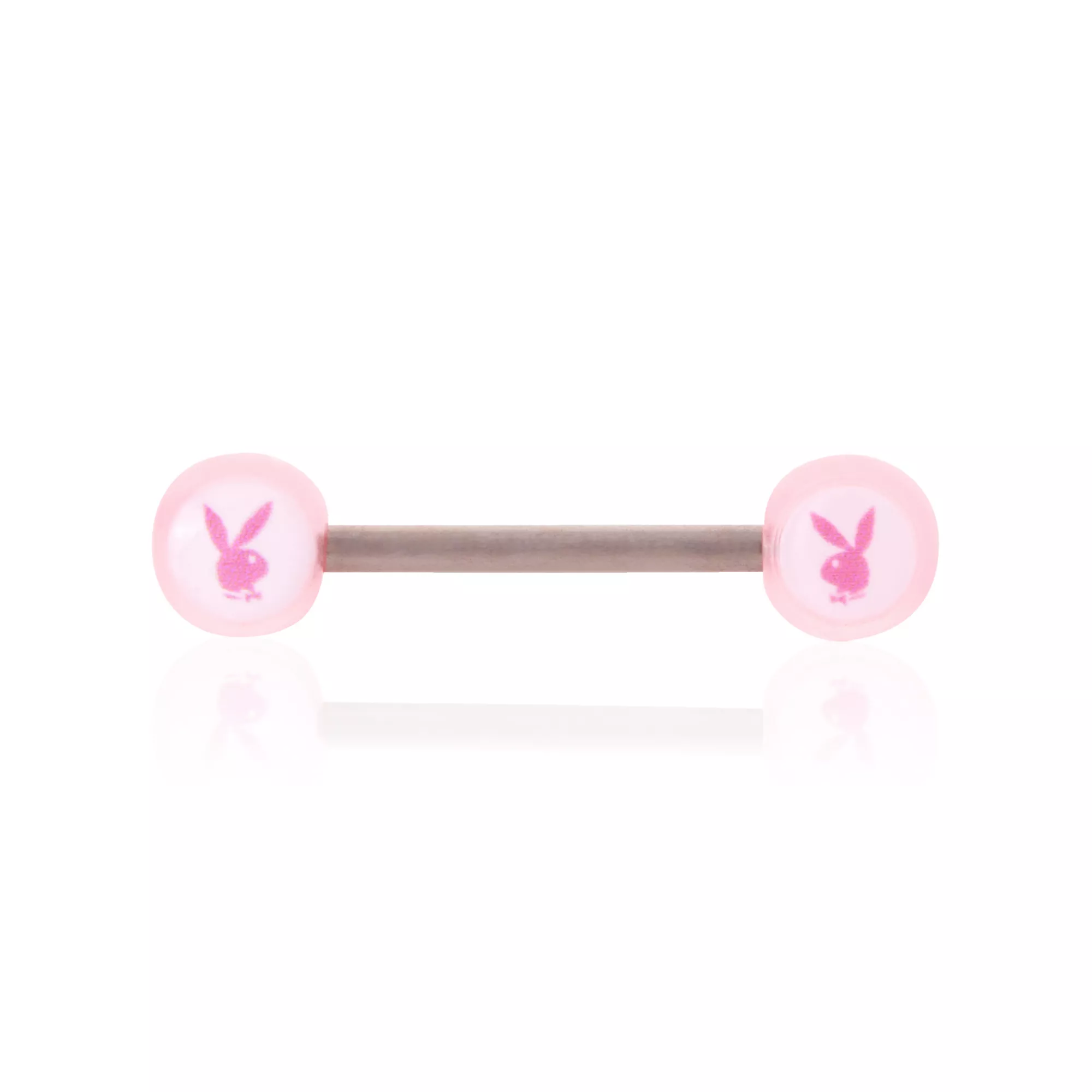 Playboy Bunny Glow in the Dark Silver-Plated Titanium Nipple Barbells - 14 Gauge at Spencer's