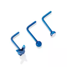 Multi-Pack Round CZ Blue Playboy L-Bend Nose Rings 3 Pack - 20 Gauge at Spencer's
