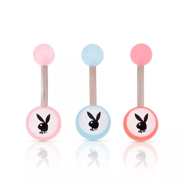 MultiPack Playboy Bunny Glow in the Dark Titanium Belly Rings 3 Pack