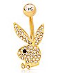 Cluster CZ Titanium Goldplated Belly Ring - 14 Gauge